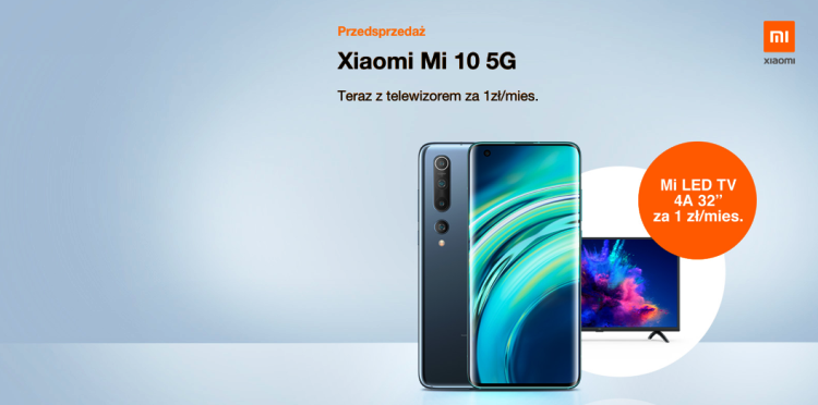 Premierowy Xiaomi Mi 10 5G+telewizor Mi TV 32” za 1 zł/mc