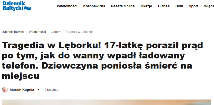 Ładowarka przyniosła śmierć