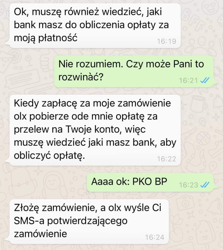 oszuści kontaktują się przez komunikator WhatsApp