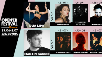 Dua Lipa headlinerką Open'er Festival 2022! Dołączają też Martin Garrix, Jessie Ware i inni!
