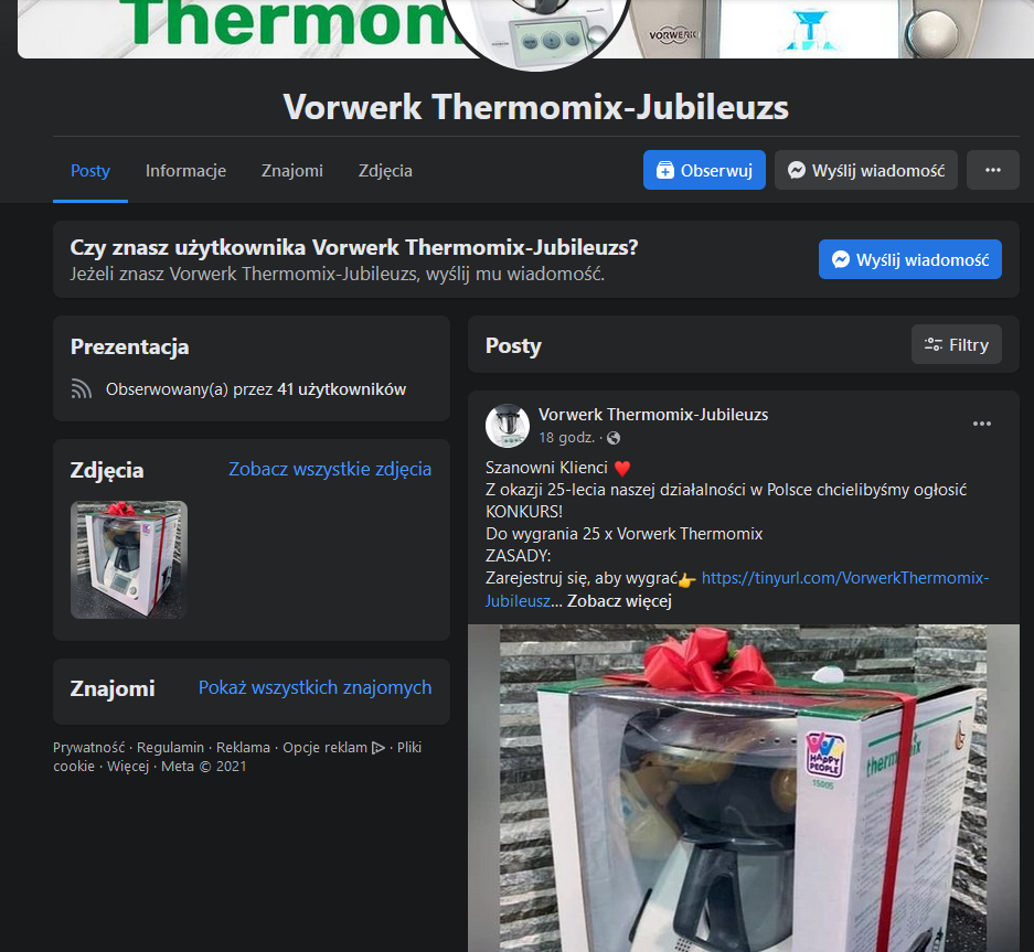 Oszukany fanpage Thermomix
